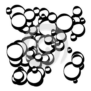 Random chaotic overlapping circles composition. Randomness concept