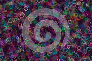 Random circle, square. Graphic, canvas, round & template.