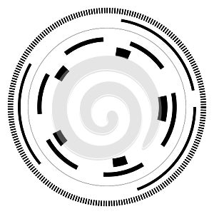 Random circles with dashed lines, Randomness, circular concept