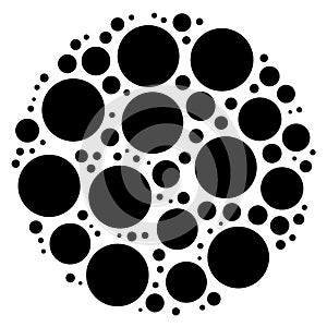 Random circles, dots. Pointillist polka-dots. Scattered circles design element