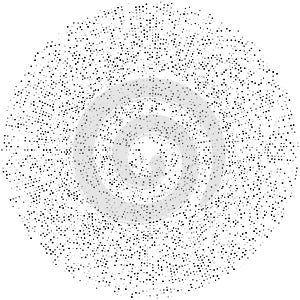 Random circles, dots, speckles and freckles concentric, circular and radial element. Pointillist, pointillism random halftone