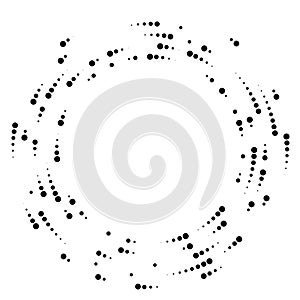 Random circles, dots, speckles and freckles concentric, circular and radial element. Pointillist, pointillism random halftone