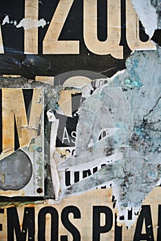 Random collage texture banner on eroded wall