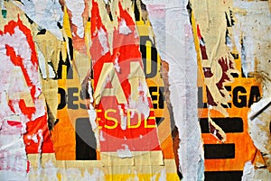 Random collage texture banner on eroded wall