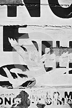 Random collage texture banner on eroded wall photo