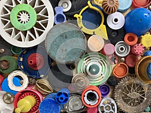 Random collection of circular objects found as trash