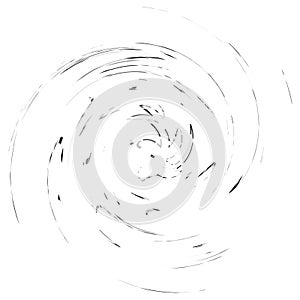 Random color smudge, smear, grungy monochrome, black and white volute, vortex shape. Twisted helix element.Rotation, spin and