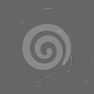 Random color smudge, smear, grungy monochrome, black and white volute, vortex shape. Twisted helix element.Rotation, spin and