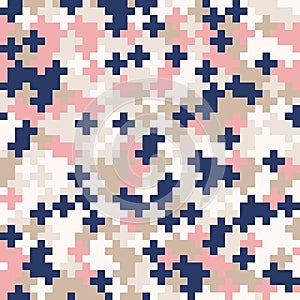 Random colored abstract geometric cross mosaic pattern background