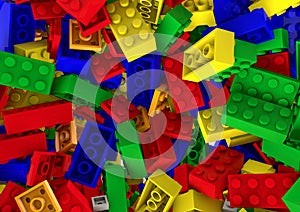 Random colorful toy plastic blocks background