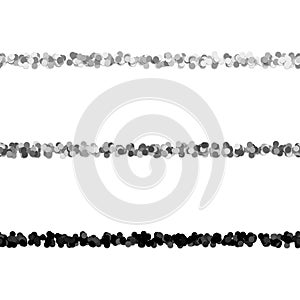 Random dot pattern line separator set from circles - vector design elements