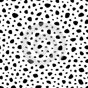 Random dots, animal skin, fur. Seamless pattern. Design for fabric, wallpaper. Background polka dot. Irregular random abstract tex