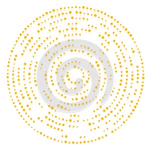 Random dots, circles abstract. Speckles, dotted radial, radiating, circular geometric illustration. Polka-dots, pointillist,