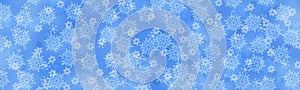 Random falling snow flakes wallpaper. Snowfall dust freeze sky, blue background. Many snowflakes