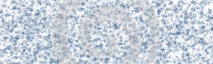 Random falling snow flakes wallpaper. Snowfall dust freeze sky, blue background. Many snowflakes