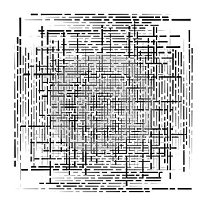 Random grid, mesh pattern. grating, trellis texture. intermittent, interrupt lines lattice. intersecting segmented stripes. dashed photo