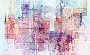 Random grunge rectangles, irregular gradients, abstract purple accents background, artistic banner, wall art. Watercolor style dig