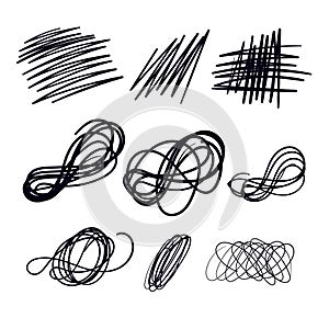 Random Hand Drawn Scribble Doodle symbols Vector Random Hand drawn doodles icon