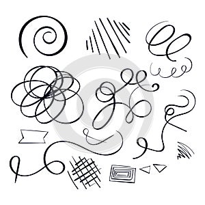 Random Hand Drawn Scribble Doodle symbols Vector Random Hand drawn doodles icon