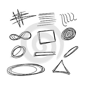 Random Hand Drawn Scribble Doodle symbols Vector Random Hand drawn doodles icon