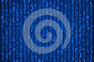 Random hexadecimal code. Abstract digital data element. Matrix background. Vector illustration