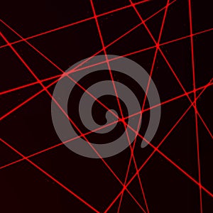 Random Laser Mesh. Security red beams. Vector illustration isolated on dark background