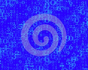 Random numbers 0 and 9. Background in a matrix style. Binary code pattern with digits on screen, falling character.