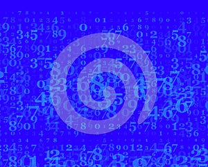 Random numbers 0 and 9. Background in a matrix style. Binary code pattern with digits on screen, falling character.