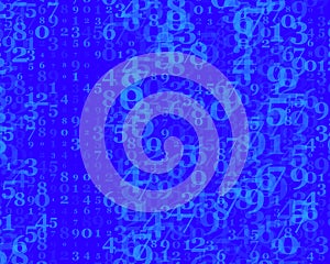 Random numbers 0 and 9. Background in a matrix style. Binary code pattern with digits on screen, falling character.