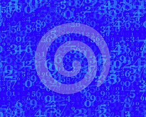 Random numbers 0 and 9. Background in a matrix style. Binary code pattern with digits on screen, falling character.