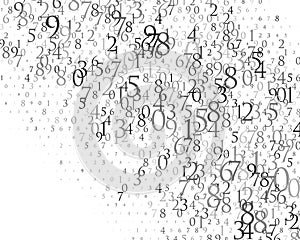 Random numbers 0 and 9. Background in a matrix style. Binary code pattern with digits on screen, falling character.