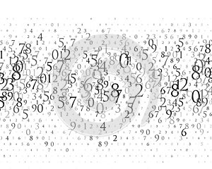 Random numbers 0 and 9. Background in a matrix style. Binary code pattern with digits on screen, falling character.