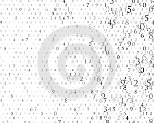 Random numbers 0 and 9. Background in a matrix style. Binary code pattern with digits on screen, falling character.