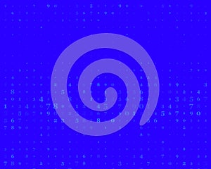 Random numbers 0 and 9. Background in a matrix style. Binary code pattern with digits on screen, falling character.