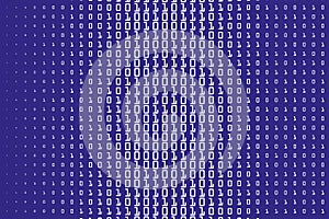 Random numbers 0 and 1. Background in a matrix style. Binary code pattern with digits on screen