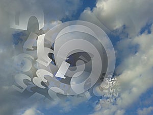 Random numbers generated cloud background illustration