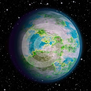 Random planet in space with stars