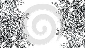 Random polygon line. Complex techno-structure illusion abstract background. Halftone pattern. Black and white shape of different