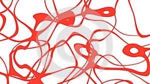 Random red lines and outlines on a white background. Abstract vector illustration.