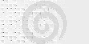 Random rotated white squares background wallpaper banner pattern fade out with copy space