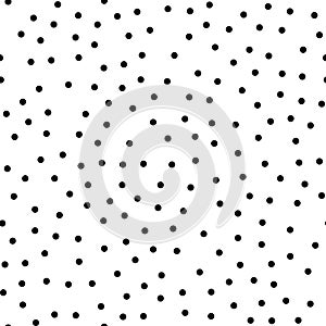 Random scattered polka dots, abstract black and white background