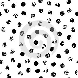 Random scattered polka dots, abstract black and white background