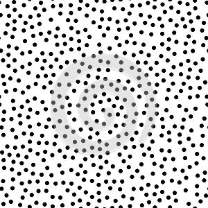 Random scattered polka dots, abstract black and white background