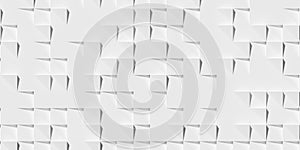 Random scattered rotated white squares background wallpaper banner pattern frame filling top view flat lay from above