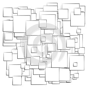 Random, scattered squares pattern, texture element. Randomness concept
