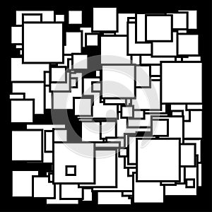 Random, scattered squares pattern, texture element. Randomness concept