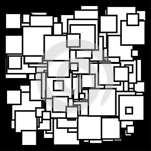 Random, scattered squares pattern, texture element. Randomness concept