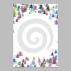 Random seasonal pine tree design stationery template - blank winter vector flyer graphic from stylized pine trees