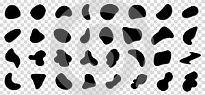 Random shapes set. Organic abstract black blobs of irregular shape