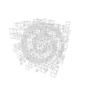 Random size transparent cube outlines with marked corners